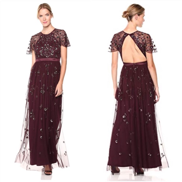 Adrianna Papell Dresses & Skirts - Adrianna Papell Purple Open Back Short Sleeve